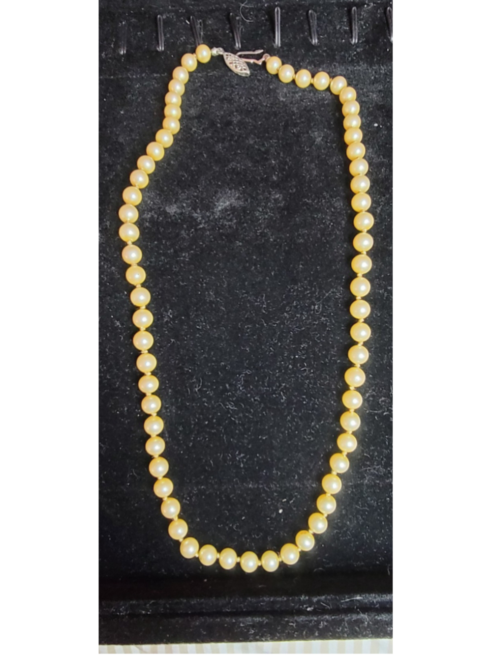 Vintage Long Faux Pearl Necklace Knotted Cream Beaded Strand